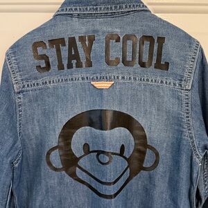 Next Stay Cool Paul Frank Style Blue Denim Shirt with Patches